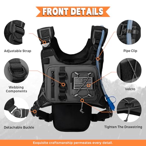 Outdoor Hydration Vest for Running & Hiking, Lightweight Breathable Water Backpack with 2.0L Bladder, Bounce-Free Chest Pack for Marathon, Cycling, Trekking for Men and Women - color: Gray