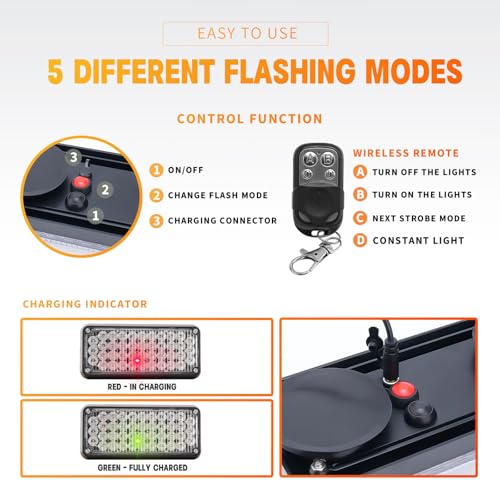 Amber Magnetic Flashing Strobe Lights/w Controller, 2-Pcs - color: 2pcs Amber/Amber