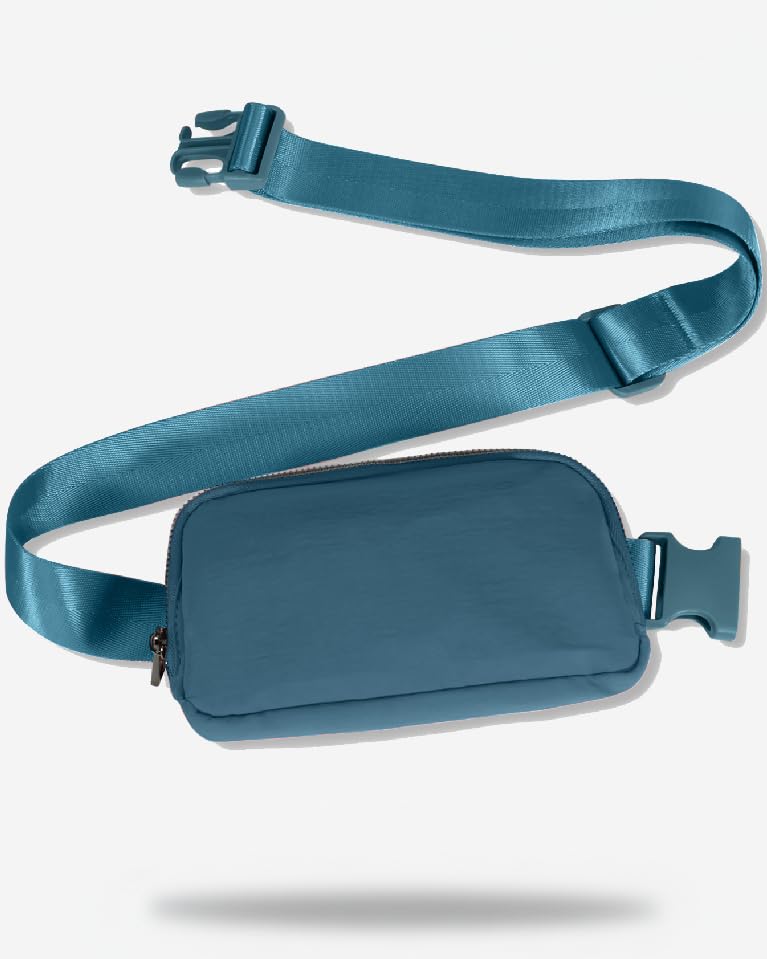 INTINI Crossbody Fanny Pack for Women, Small Belt Bag Waist Purse with Adjustable Strap, Mini Hip Pack Side Bag for Travel, Running, Gym and Daily Wear - color: S - Steel Blue