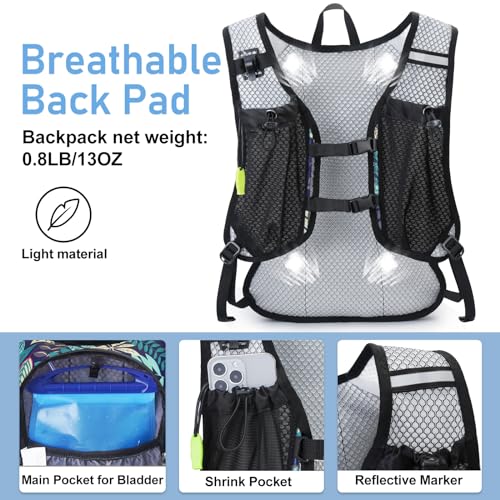Lightweight Hydration Backpack, Running Backpack with 2L Water Bladder - color: Blue Print2