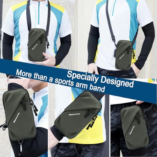 Phone Holder Arm Bands, Small Crossbody Shoulder Holsters Bag with Arm Band, Fits iPhone and All Cell Phones, Use for Running, Walking, Hiking & Biking (Plus Size Army Green) - color: Army Green