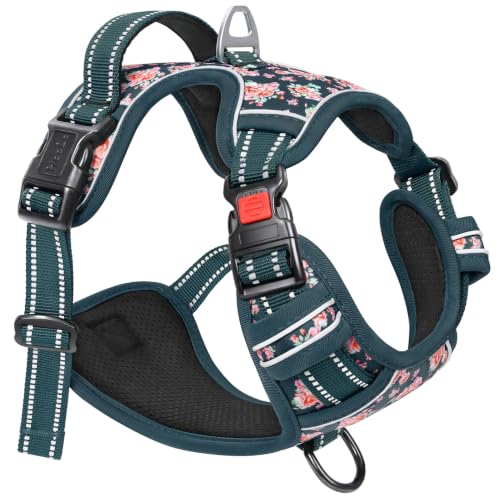HEELE Dog Harness, Soft Padded, Easy On & Off, Flower Blackish Green, S - color: Flower Blackish Green, size: S (Pack of 1)