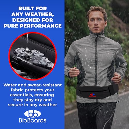 BibBoards Running Belt for Phone, Black, 38-48 in - color: Black, style: 38 Inch