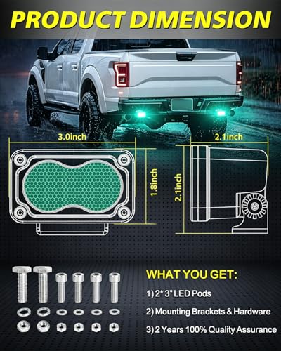 Green LED Pods Waterproof 3" 40W CREE LED Marine Navigation Lights - color: Green