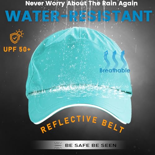 Waterproof Baseball Cap for Men Women UPF 50+ Quick-Dry Running Golf Hat - color: Light Aqua