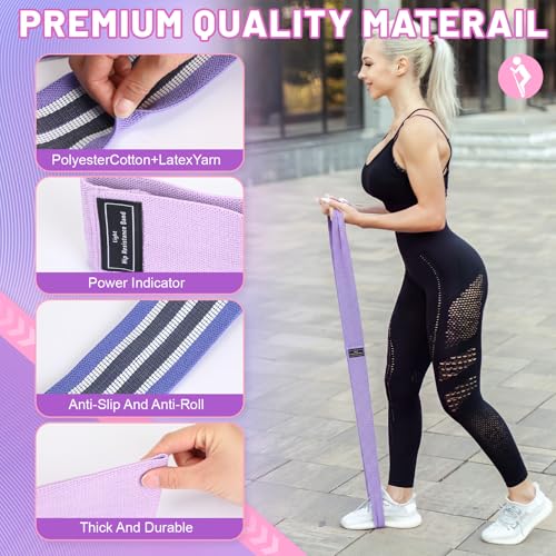 3-in-1 Resistance Bands Set, Fabric Booty Elastic, 6-Tube Pedal Pull Rope & Ankle Strap with Cuffs, Workout Equipment for Women Home Gym, Leg Glute Butt Hip Exercise