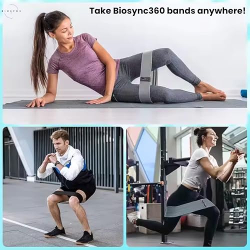 Fabric Booty Bands | Exercise Band for Legs and Butt | Fabric Resistance | Hip Resistance Bands with Workout Guide and Carry | Strength | Rehab | BioSync360 |