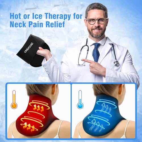 ONLYCARE Neck Ice Pack Wrap Gel - Upgraded Ice Packs for Neck Reusable - color: Black