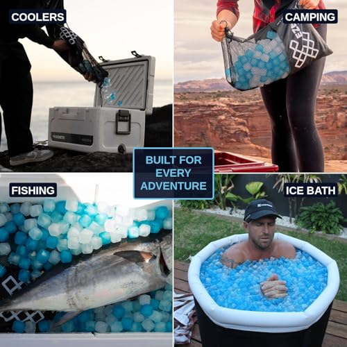 Reusable Ice Cubes for Coolers - Mega Freeze 10.5 lb Bag, 335 Blue Ice Cubes Use in Drinks, Lunch Boxes, Fishing, Refreezable Party Ice, Ice Bath