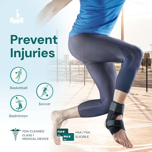 OPPO RA300 Adjustable Ankle Stabilizer Brace with X-Straps, Black, Pack of 1