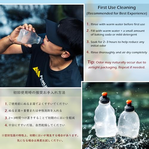 TRIWONDER Running Water Bottle Handheld Plastic Flask Hydration Vest Packs Waist Belt Replacement for Runners Marathon Cycling Hiking - color: 01 Water Bottles - 170ml/5.7oz - 2 Packs