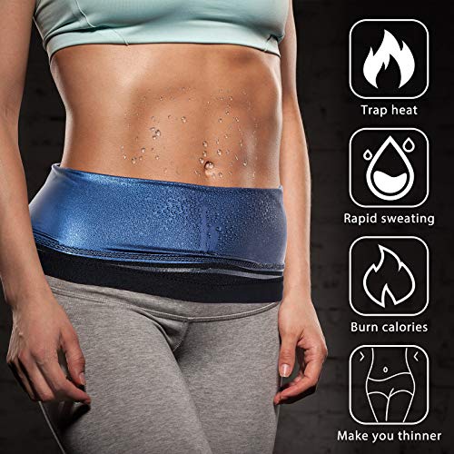 Geyoga Sweat Waist Trainer Stomach Wrap for Women - color: Blue Inner, size: XX-Large