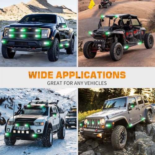 XRIDONSEN 8PCS Sync Truck Grill Lights 32 LED Green White Strobe Lights - color: Green/White