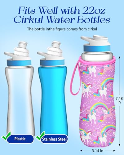 Water Bottle Sleeve for Cirkul 22 oz - Bottles Cover Holder Carrier Bag with Handle Strap - color: Pink Purple