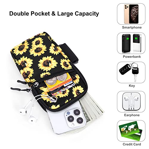 Cell Phone Armbands Pouch for Women Running Bag Compatible with Cellphone 6.28 Inches Full-Screen, Sunflower - color: Sunflower