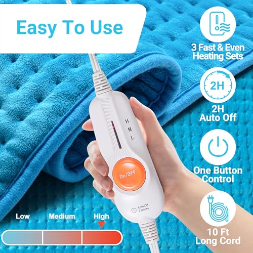 Boileau Electric Heating Pad for Back Relief, Extra Large 17"x33" XXXL - color: Blue