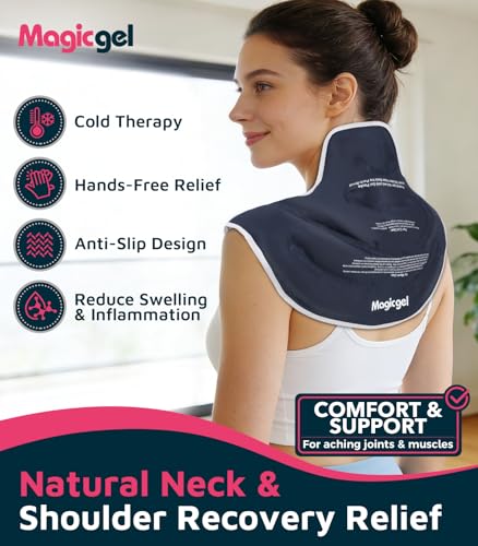 Magic Gel Ice Pack for Neck and Shoulders, Reusable Cervical Ice Pack Wrap for Neck Pain Relief, Flexible Gel Cold Pack for Shoulder Surgery Recovery, Rotator Cuff Injuries, Physical Therapy - Small - style: Small