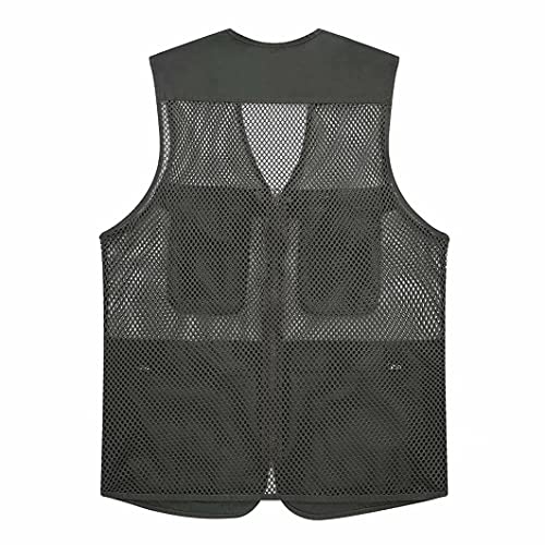 Unisex Mesh Breathable Fishing Vest, Multi-Pockets Photography Travel Hiking Waistcoat Jacket for Adults and Youth - color: Army Green, size: Medium
