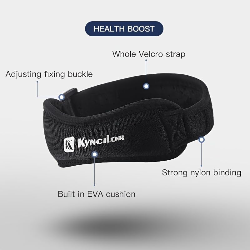 Patella Knee Brace Strap Lightweight Breathable Compression Support Adjustable for Running Basketball Yoga Jump Rope - color: blue