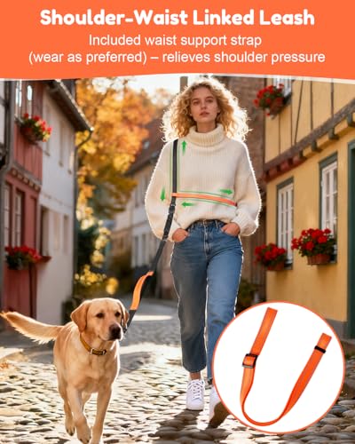 XiaZ Hands Free Dog Leash,Versatile Crossbody Dog Leash with Waist Support Strap,5.9-7.9 FT Waist Belt with Double Handles for Small Medium and Large Dogs Walking, Running and Jogging, Black - color: Black