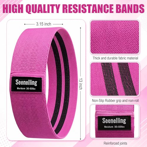 Seenelling 36 Pcs Fabric Resistance Bands - color: Rose Pink, style: Heavy Resistance