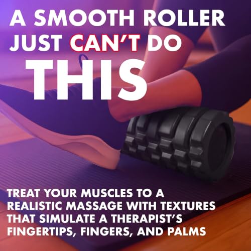 321 STRONG Patented 3-Zone Massage Roller, Medium Density for Exercise - color: Black