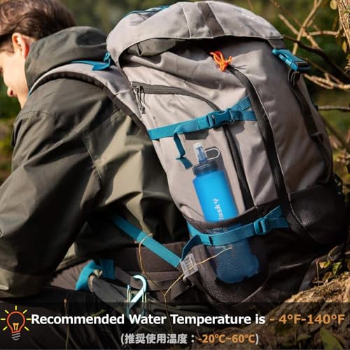 Azarxis TPU Soft Flask Collapsible Water Bottle Running Folding Gel Water Reservoir Handheld for Hydration Pack Hiking Cycling Climbing Jogging Marathon Trail Race - color: #05 Blue - 500ml - 2-pack