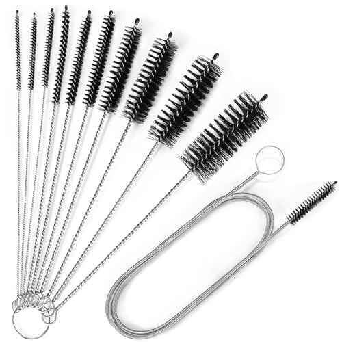 Ixiaoyoo 11 Pcs Cleaning Brushes Set, 8 Inch + 60 Inch Cleaner Brushes - color: 8 Inch + 60 Inch Black