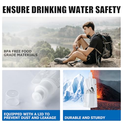 Ancable 17oz Collapsible Water Bottles, 3-Pack Reusable Travel Foldable Water Bottles for Hiking Camping Running Bike, BPA-Free Water Bottle, White - color: White x 3, size: 17 Ounces