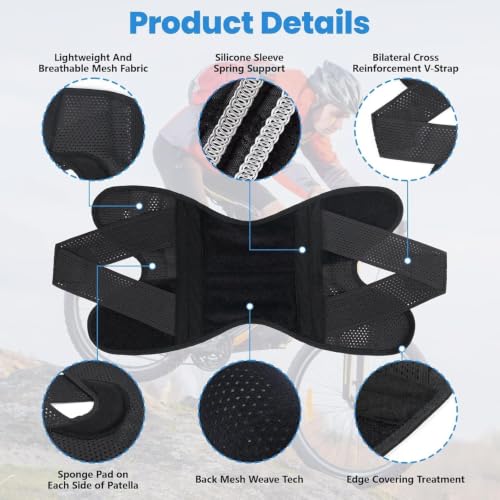Knee Brace with Side Stabilizers & Patella Pad, Adjustable Compression Knee Support for Men & Women, Breathable Knee Sleeve for Running, Workout, Sports & Daily Support (XX-Large) - size: XX-Large