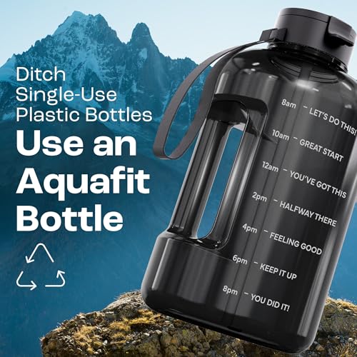AQUAFIT 1 Gallon Water Bottle with Motivational Quotes - color: Clarity, size: 128 Ounces
