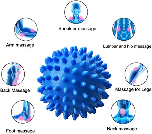 PGYUD Professional Massage Balls Foot Ball Foot Massager Spiky Roller for Deep Tissue Trigger Point Plantar Fasciitis Reflexology Stress Therapy Myofascial Release(Blue + Purple) - color: （blue，purple）-2 Pack