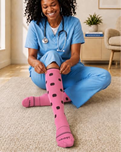 LYCRA® Compression Socks for Women,20-30 mmHg - color: Polka Dot, size: Large-X-Large