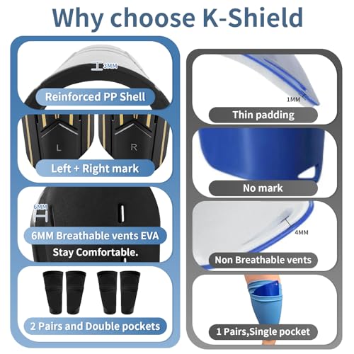 K-Shield Soccer Shin Guards with 2 Pairs Sock Sleeves for Kids Youth Adults - size: M:4'7"-5'3"