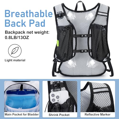Lightweight Hydration Backpack, Running Backpack with 2L Water Bladder - color: White