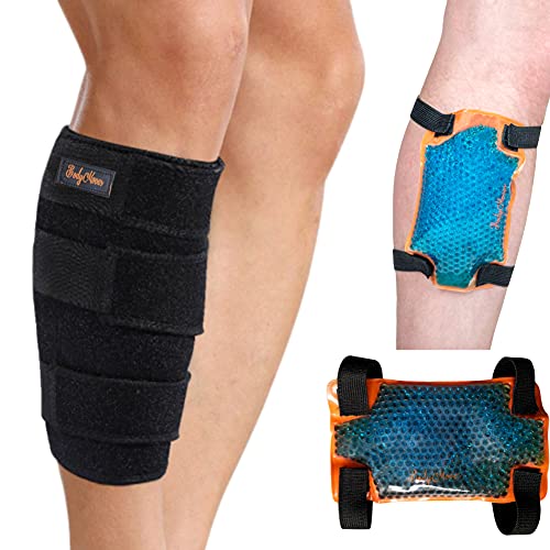 BodyMoves Adjustable Calf Compression Sleeve – Shin Splint Relief Brace with Velcro Wrap, Calf Support Sleeve for Men & Women