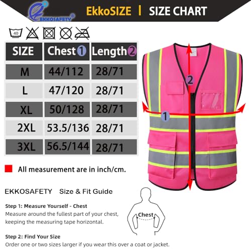 High Visibility Neon Safety Vest for Men Women,EK175,Pink,L - color: Hot Pink, size: Large
