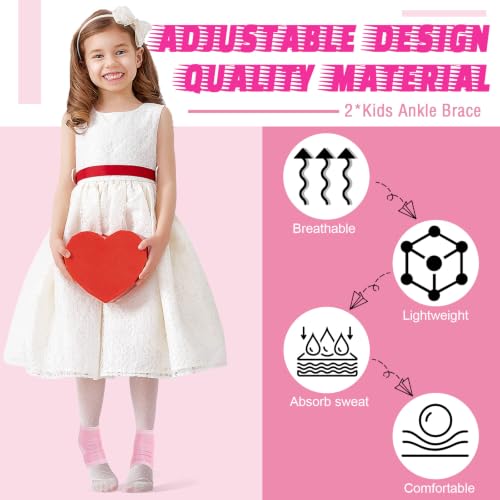 Tarpop 4 Pairs Kids Ankle Brace, Compression Sleeves, M+S, Pink - color: Pink, size: Small,Medium