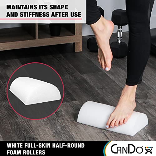Cando-30-2341 Full-Skin PE Foam Roller For Muscle Restoration, Massage Therapy, Sport Recovery, And Physical Therapy. White, 6" x 12", Half-Round - size: 12-inch