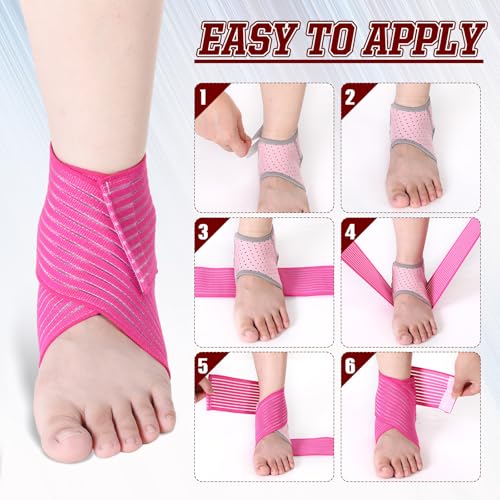 Junkin 2 Pairs Kid's Ankle Support Brace, Neoprene Sleeve, Pink - color: Pink