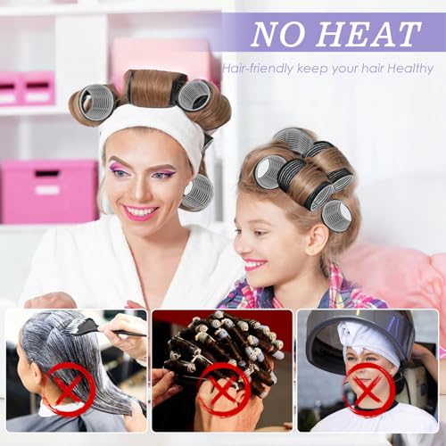 6Pcs 64mm Jumbo Hair Rollers Curlers & 6Pcs 55mm Large Hair Curlers Rollers