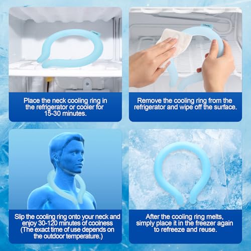 Neck Cooling Tube with Insulated Bag, Reusable PCM Ice Ring, Neck Cooler - color: Blue*2