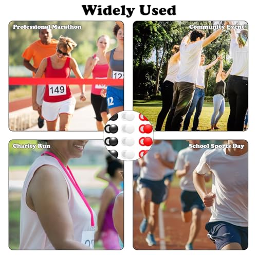 12Pcs Running Bib Clips Marathon Number Buckle Race Bib Securing Running Gear Fixing Fastener Clip Magnets Field Number Holder White Black Red for Runners Field Cycling Triathlon Supplies - color: Black white red