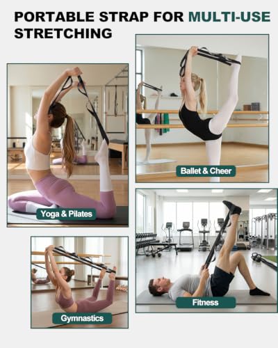 Trideer Stretching Strap with Loops, Yoga Strap, Stretch Bands for Exercise - color: Black/75"x1"