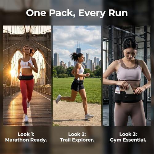 Running Hydration Belt with Water Bottle Holder, Phone Storage, Black - color: Jet Black