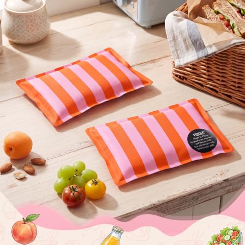 VIHOSE 2 Pcs Ice Packs for Lunch Box Bag - color: Pink, Orange, style: Stripe