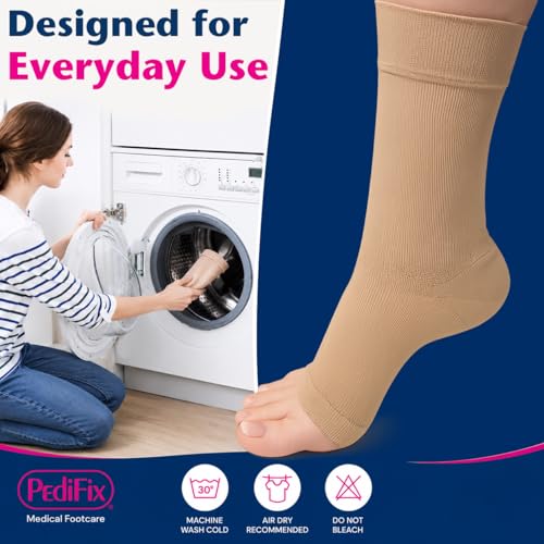 Pedifix Compression Ankle Sleeve, Foot & Ankle Support, Beige, L, 1 Sleeve - color: Beige, size: Large