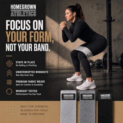 Fabric Resistance Bands for Women, Non-Slip Booty Bands and Glute Bands for Legs and Butt Workouts, Set of 3 Hip Circle Bands with Carry Bag