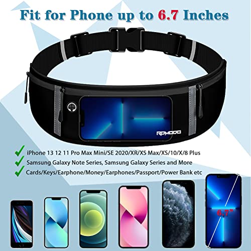 Running Belt Set, Fanny Pack for Women Men, Pure Black+Black Green