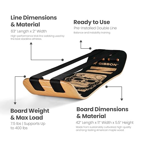 GIBBON SlackBoard, Balance Board Kids & Adults, Slackline Balance Trainer - color: Caesar Plus with Stand